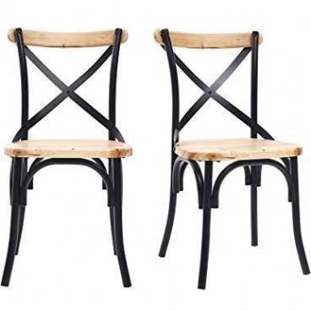 Sillas Miliboo JAKE industriales en metal negro y madera (lote de 2)