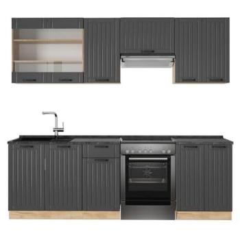 Cuisine Vicco Fame-Line 240 cm, Gris Foncé, sans PT