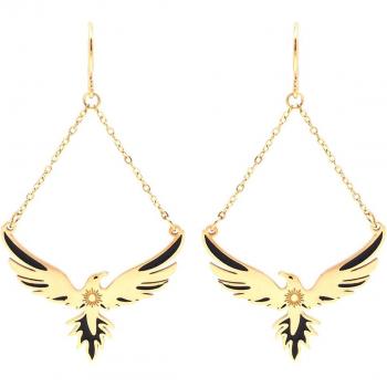 Eagle Noir Boho Earrings – 45x30mm, Black Gold