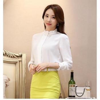Women’s Plus Size Long Sleeve Ruffled Chiffon Top 56C