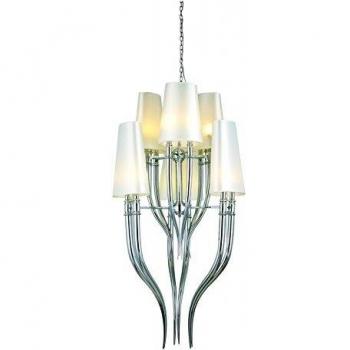 Polished Chrome Diablo12 Ceiling Fitting with White Shades