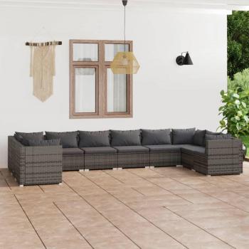 Vidaxl 10-teiliges Lounge-Set für den Garten mit Kissen aus Poly Rattan in Grau