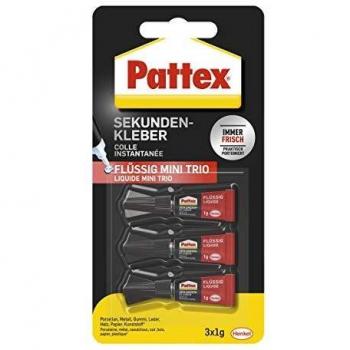 Pattex Spülmaschinenfester Klebstoff Trio, 1 g – 3 Tuben