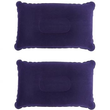 2pcs Flocking Fabric Inflatable Travel Pillow