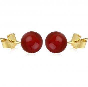 Elegant Red Agate Gold Plated Earrings by Les Trésors De Lily
