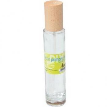 Flacone cosmetico con pompa in legno