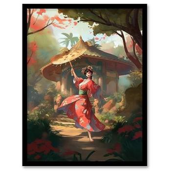 Japanese Spring Bloom Geisha Artwork
