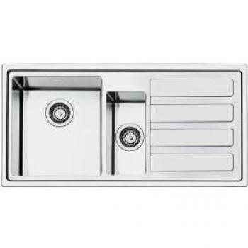 Évier inox brossé Smeg 2 cuves avec égouttoir droit 100x50 cm