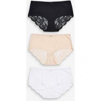 Pack de Culottes Next No VPL Dentelle 3 unités 42 Noir/Blanc/Nu