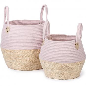 KidsDepot Kori Opbergmand Roze/Natuurlijk (2-Delig)