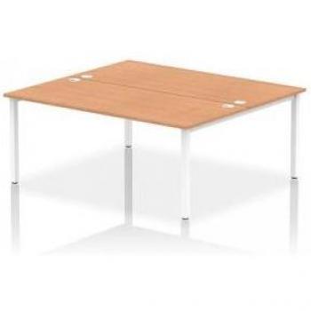 Impulse Dual Desk 1800mm Oak with White Frame