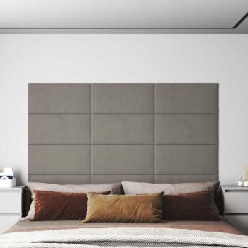 Set de Paneles de Pared Terciopelo Gris (12 Unidades)