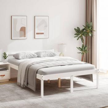 Lit pour personne âgée en bois de pin massif blanc 140x190 cm