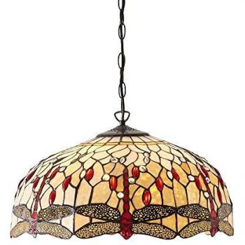 Interiors 1900 Lighting Dragonfly Tiffany 3 Light Pendant