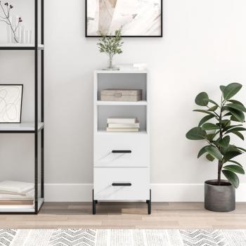 Meuble de Rangement Salon Blanc Brillant, 34,5x34x90 cm