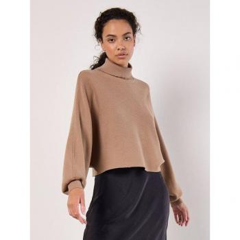 Apricot Damen Rollkragenpullover mit Fledermausärmeln