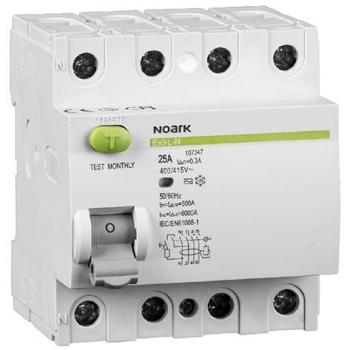 Noark Residual circuit breaker Icn=6kA, 4-pole, In=40A, I?n=300mA, type A (108370)