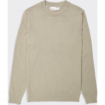 Polo Suéter Beige SLHTOWN con Cuello Caja y Merino