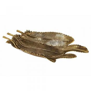 Bandeja Aluminio Dorado Diseño Elegante 66x28x10 Cm