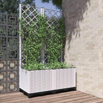 White Garden Planter with Trellis 80x40x136 cm PP vidaXL