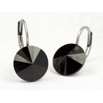 Ohrhaken 'Arrondi' von gogoritas® mit Swarovski Kristallen (Jet / 10,0 mm)