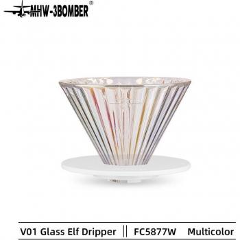 Taza de filtrado de café V60 de vidrio con diseño reutilizable, adecuada para cafetera V01