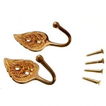 Curtain Holdback Tie Hooks Leaf Solid Brass (20 pairs)