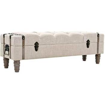 VidaXL 111x34x37 cm Storage Bench in Solid Wood and Steel