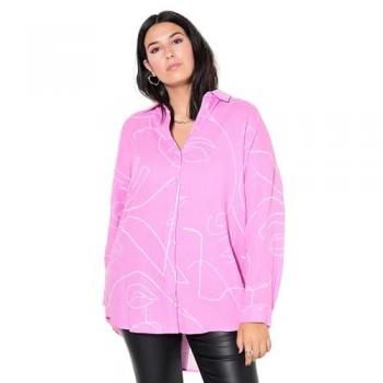 Studio Untold Damen-Hemdbluse in Rosa, Größe 54/56 – Große Musselin-Variante