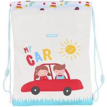 Saco Plano Junior Fácil Limpieza Safta Preescolar My Car 26cm x 34cm. Producto Oficial