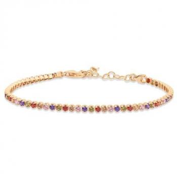 Bracciale Tennis Argento-Rosa con Zirconi Cubici