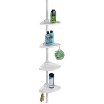 Mensola telescopica da bagno per doccia, Wenko, alluminio e plastica, 4 ripiani, 4 ganci, bianco