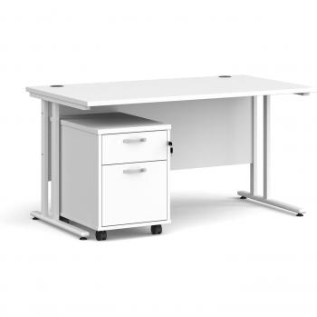 Maestro 25 Straight Desk 1400mm x 800mm with White Cantilever Frame