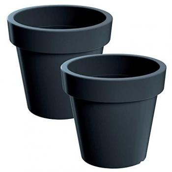 2 Macetas Lofly de plástico antracita 19,6 cm