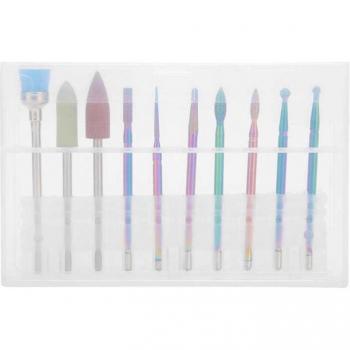 10pcs Tungsten Steel Nail Grinding Head and Dust Brush Set