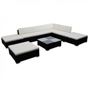 8-tlg. Poly Rattan Gartenmöbel Set mit Kissen