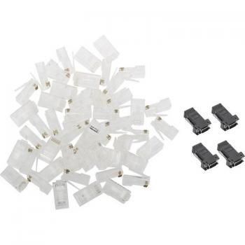 Paquete 50 Puntos RJ45 Clear Cat5/6 + Cable Extensor VGA