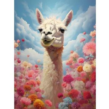 Dreamy Meadow Llama Artwork