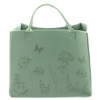 Dekoleidenschaft Filztasche Blumenwiese in grün