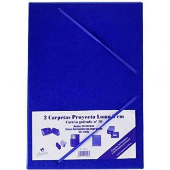 Paq/2 carpeta proyectos gomas folio carton gofrado lomo 3cm azul serie mallorca