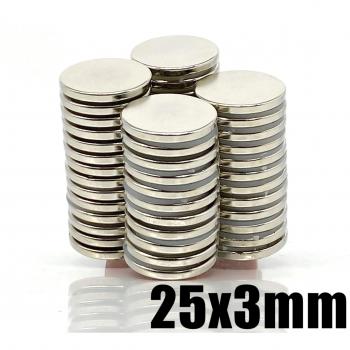 Super Powerful 25 × 3 mm Neodymium Disc Magnet