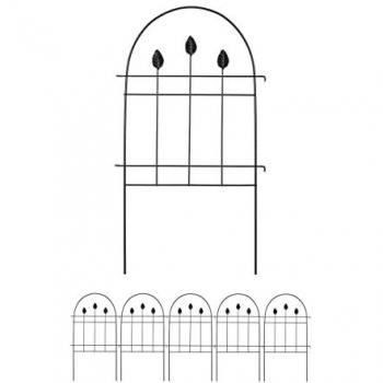 Recinzione per Aiuole in Metallo, Set 6 Pannelli, 74 x 42 cm, Nero