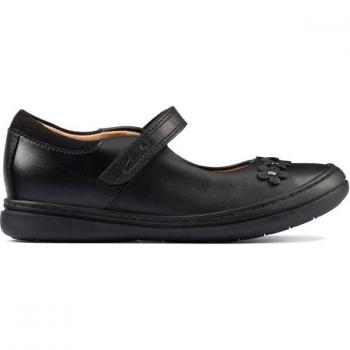 Merceditas Clarks niña adorno flores color negro