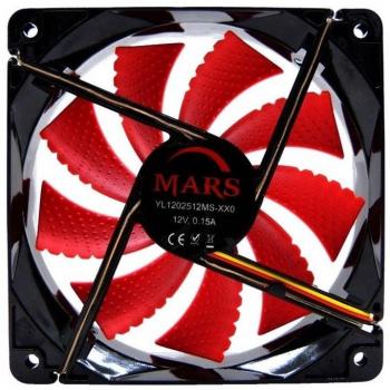 Mars Gaming MF12 Silent Fan 9 Blades LED – 14 dB, Schwarz-Rot
