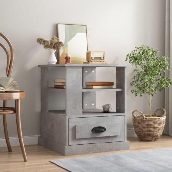 Table d’appoint en béton gris 50x50x60 cm – bois d’ingénierie