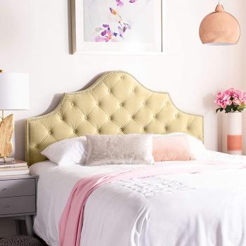 Cream-Colored Plush 26 Strutted Headboard from Gemia for Small Doubles