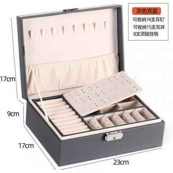 Caja de joyería grande de cuero para pendientes