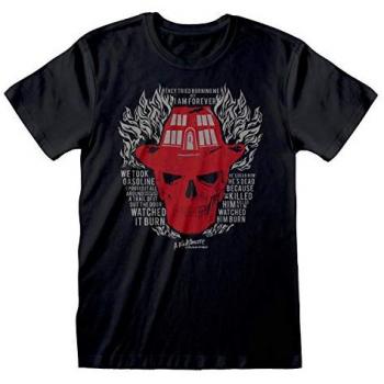 A Nightmare On Elm Street Skull Flames Black T-Shirt