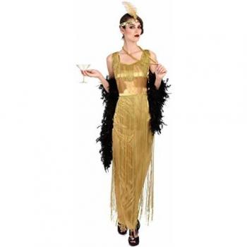 Rêve Charleston – Déguisement Femelle, Tissu Satiné, Franges Dorées