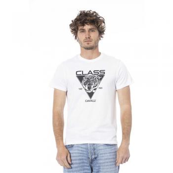Cavalli Class Logo T-shirt voor Mannen in Wit